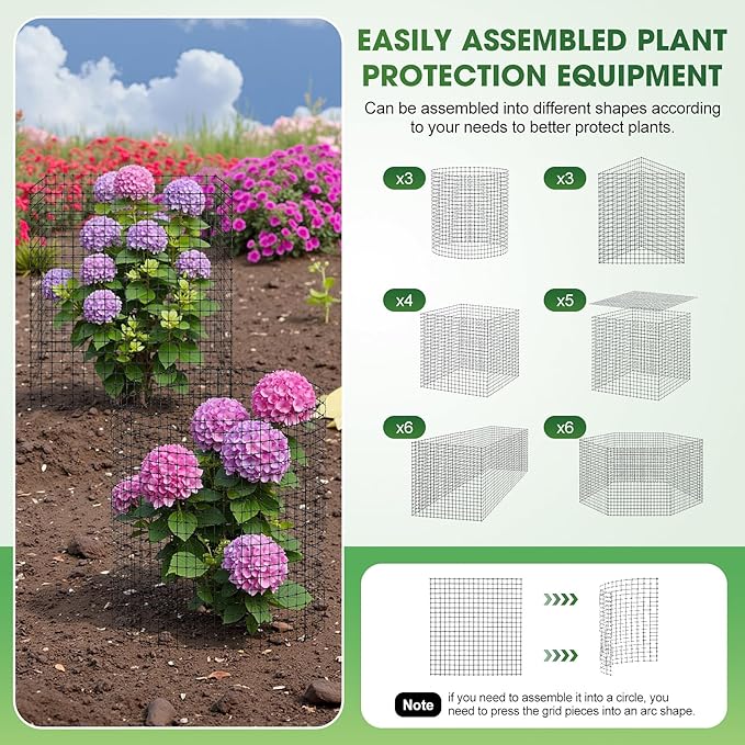 60PCS Plant Protection from Animals 12x12 Inch Metal Wire Plant Protectors,Plant Cages to Keep Animals Out, Sturdy Bunny Barricades Chicken Wire Cloche Plant Protectors for Shrubs Flowers Vegetables