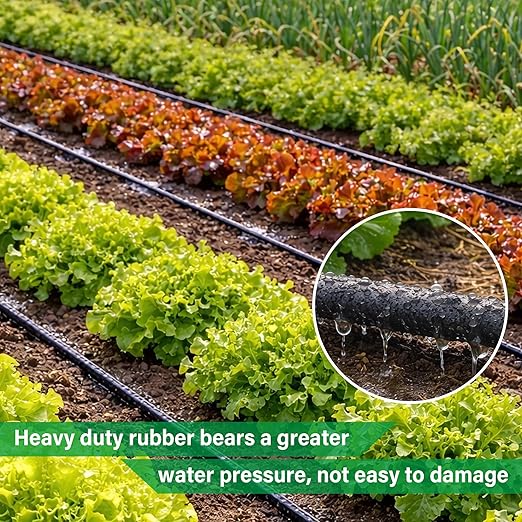 MIXC 80% Water Savings Drip Irrigation System Kit – 100ft 1/4" Soaker Hose & 10ft 1/2" Main Tubing with Connectors, Automatic Watering System for Large Vegetable Garden, Lawn, Raised Bed, Greenhouse