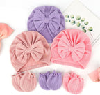 BQUBO Baby Turban Hats and Mittens Set Newborn Infant Hospital Hats Caps with Bows for Baby Boys Girls 0-12 Months