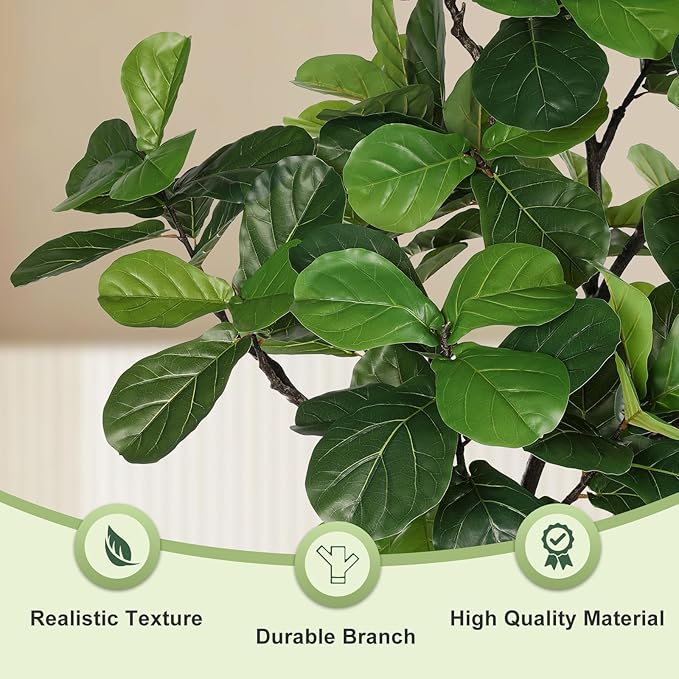 Fiddle Leaf Fig Tree 8ft - Extra Large Faux Fiddle Leaf Fig Tree with White Planter- Fig Tree with 108 Fiddle Leaves, Realistic Fiddle Leaf Fig Tree Artificial Indoor for Home Office Decor