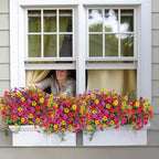 ADXORA 24 Bundles Artificial Flowers,Faux Plants for Spring Summer Decoration, UV Resistant Colorful Violets Eucalyptus for Outside Home Planter Porch Patio Yard Decor