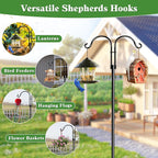 LWWTBS Double Shepherds Hooks for Outdoor (2Pack,76 inch) Heavy Duty Adjustable Bird Feeder Pole Garden Decor Shepherds Hook for Hanging Bird Feeder, Plant Baskets, Hummingbird Feeder for Outside