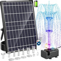 Antfraer 12W Solar Fountain Pump with 4200mAh Battery Backup& Remote RGB LED Lights, Floating Solar Water Fountain with 8 Nozzles & PVC Tubing for Bird Bath, Garden, Backyard, Outdoor Water Feature
