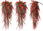 RECUTMS Artificial Monkey Hanging Plant Fake Artificial Eucalyptus Leaf Plants Faux UV Resistant Artificial Plants for Indoor Wall Room Decoration Home Backgarden Yard Porch Outdoor Decor(Orange)