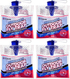 Fly Traps Outdoor Fly Trap for Patio. 4 Non-Toxic Pre-Baited Flies Bags Outdoor Disposable. Hanging Bug Catchers for All Filth Flies Killer for Outside Bug Control in Yard Horse Ranch Trash Can.