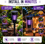 4 Pack Solar Bug Zapper Outdoor Waterproof Solar Powered Mosquito Zapper Repellent Outdoor Patio,Cordless & Auto On/Off Trap Light with Hook for Small Fly Zappers for Garden Backyard Gnat for Outside