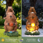 Capybara Solar Garden Statue, Outdoor Capybara Statue with Ball Light, Funny Double Capybara Decor for Women Mom, Capybara Figurine for Yard Garden Patio Lawn Ornaments