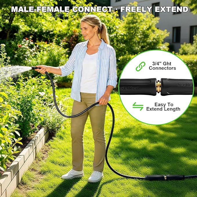 75ft Garden Hose Lightweight Flexible Water Hose, Abrasion Resistant, Kink Free, Durable Sturdy Hoses 2025 Up Graded Thicken Waterhose 700 PSI for Outdoor, RV, Marine (Black Gray, 75FT)