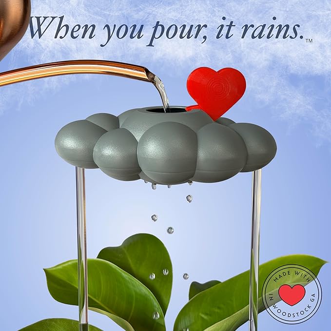 Stormy Dripping Rain Cloud with Heart Charm, Valentine Gift for Plant Lovers