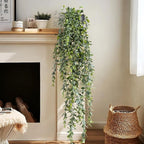 Artificial Hanging Plant 2 Pcs Faux Plant Ivy Vine Faux Eucalyptus Vines Fake Potted Greenery for Wall Living Room Home Shelf Office Bathroom Outdoor Indoor Decor (Type 2)