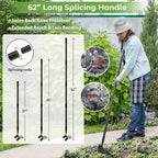 Garden Hoe,2 in 1 Heavy Duty Stirrup Hoe and Cultivator Gardening Tool Set with 62 inch Long Handle,Lightweight Hoes Weeding Rake for Fast Weeds Grass Removal,Cultivating, Loosen Soil, Sharp Edge