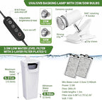 GOZILLA Aquatic Turtle Tank Kit+Lamp+Filter, Upgrade PC Turtle Tank Starter Kit with Adjustable Lamp & Filter,Reptile Habitat with Lid,Hanging Platform for Small Reptiles.(15.75×7.9×9''/White Kit)
