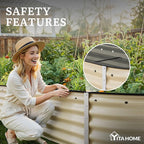 YITAHOME 2pcs 6.5x2x1.5ft Large Raised Garden Bed Kit, Galvanized Metal Planter Box with Gloves & Safety Rubber, Outdoor Above Ground Planters for Plants Vegetables Flowers, Cream Yellow