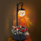 Solar Lamp Post Light with Planter, Matte Black Outdoor Flower Pots with Mosaic Glass, 2 in 1 Waterproof Solar Outdoor Lights for Porch Front Door Patio