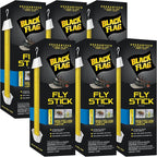 Black Flag Fly Stick, Trap Houseflies and Flying Insects, Pack of 6