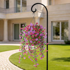 Artificial Hanging Flowers Plants for Outdoor Spring Summer Decoration, 2PCS Faux Silk Daisy UV Resistant Look Real for Outside Home Indoor Planter Porch Garden Yard Decor(Light Purple Red)