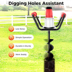 1500W Electric Post Hole Digger with 6-inch Auger Bit & Extension Rod, 1.6HP Pure Copper Motor Earth Auger Post Hole Digger for Fence Post Digging, Tree Planting, 190-200 RPM High Rotational Speed