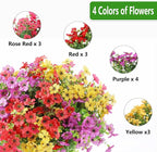 Artificial Flowers Fake Plants for Outdoors Spring Decoration, 13Bundles Silk Realistic UV Resistant Faux Flowers for Outside Planter Porch Yard Patio Garden Home Indoor, Mix