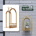 Hanging Planter for Indoor & Outdoor Plants, Mid Century Modern Iron Frame Wall Decor for Living Room Garden Patio 3 Pack Gold（No Light）