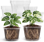 Bluepro 12 Pack 10/8/6/5 Inch Reinforced Large Clear Nursery Pots with Saucers, Transparent Variety Pack Plastic Plant Pot with Drainage Holes for Vegetable Propagation, Root Cutting, Seed Starting