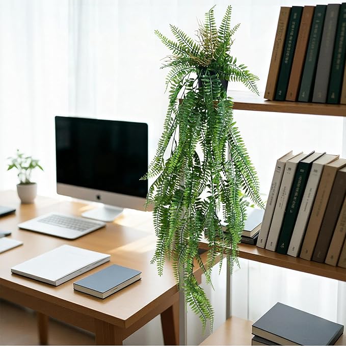 2 Pcs Faux Eucalyptus Vine Ivy Vine Artificial Hanging Plant Faux Plant Fake Potted Greenery for Wall Living Room Home Shelf Office Bathroom Outdoor Indoor Decor (Type 3)