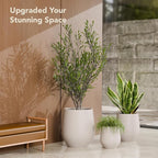 16.5" H x 15" D Premium Corso Fiberstone Round Tapered Planter with Drainage Hole, Weather Resistant for Indoor & Outdoor Use, Included 2 Extra Coco Mats (Taupe, 11.5" Pot Opening)