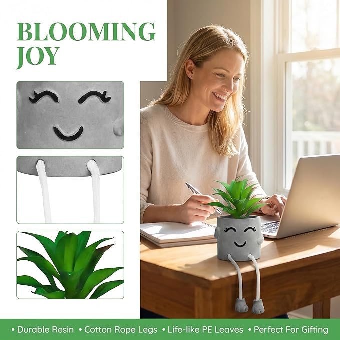 Fake Plant with Hanging Leg Artificial Succulents Plant in Mini Pot Shelf Bathroom Office Window Desk Kitchen Decor Faux Cute Real Plant 1 PC