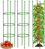 Fabulas Tomato Cage, 59 Inch Adjustable Tomato Plant Support Cages for Garden and Pots, Steel Core Plastic Coated Trellis for Raised Bed Climbing Plants Cucumber Beans Vegetable Flower Fruit, 3 Pack