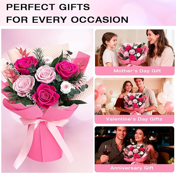 Vrioca Flowers for Delivery, Preserved Flowers Bouquets, Birthday Gifts for Women Mom