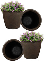 Sunnydaze 20-Inch Anjelica Large Plastic Pot for Plants - Outdoor Double-Walled Large Plastic Planter with Drillable Drainage Holes - Sable - 4pk