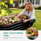 DoCred 3 in 1 Galvanized Raised Garden Bed, 2Pcs Garden Planter Box with 87" H Trellis for Climbing Plants, Outdoor Gardening Raised Beds with Climbing Net for Fruits, Vegetables, Flower (Black)