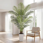 7ft Artificial Palm Tree with White Planter - Tall Fake Palm Tree Indoor Fake Tropical Plant for Home Office Living Room Bedroom Modern Decor