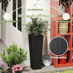 Giantex Set of 2 Planters for Outdoor Plants, Tall Tapered Plants w/Inner Trays, Drainage Holes, Decorative PP Flowerpots 32" & 24" Tall for Porch, Patio, Garden, Backyard, Indoors & Outdoors (Black)