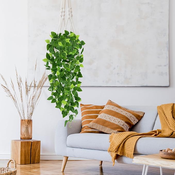 CEWOR 4pcs Artificial Hanging Plants 2.9ft Fake Ivy Vine Fake Ivy Leaves for Wedding Wall House Room Patio Indoor Outdoor Home Shelf Office Decor