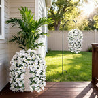2 pcs Artificial Faux Bougainvillea Flowers Plants for Outdoor Outside Summer Decoration, Fake Silk UV Resistant Long Trailing Vines for Front Door Porch Planter Balcony (White)
