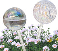 Glass Plant Watering Globes, Water Plants While Away Slow Self Watering Planter Insert Bulbs for Outdoor Indoor Plants, Vacation Plant Watering System Devices (Iridescent Medium 2-Pack)
