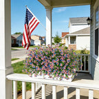ADXORA 12 Bundles Artificial Flowers,Faux Plants for Spring Summer Decoration, UV Resistant Colorful Violets Eucalyptus for Outside Home Planter Porch Patio Yard Décor (Red,Blue,White)