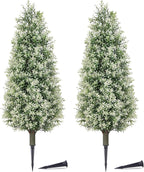 PATIO CHOICE 3ft Artificial Topiary Trees with Ground Spike Set of 2 Outdoor Faux Plants Realistic Faux Bushes and Shrubs Decorations for Outdoor Front Porch Garden