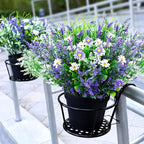 2 Pcs Artificial Potted Flowers for Outdoors - 16 Inch Large Pre-Assembly Purple Flowers Faux Plants Lavender Daisy for Outdoor Home Office Front Doors Patios Porches Yards Decor
