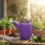 Union Products 63071 2 Gallon Plastic Indoor/Outdoor Watering Can w/ Tulip Design for Garden, Potted Plants, & Patio Pots, Purple