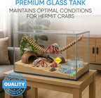 EctoTherm Hermit Crab Tank - 10 Gallon Tank with Lid - Complete Hermit Crab Cage for Large & Small Crabs - Glass Tank
