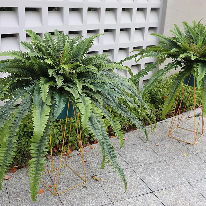 Artificial Ferns for Outdoors, 68" Fake Fern Artificial Plants Large, UV Resistant Faux Boston Fern Suitable for Porch Planters Home Indoors Entrance Patio Garden Porch (1 Stem)