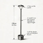 54" Solar Lamp Post with Planter, Outdoor Solar Post Lights - IP44 Waterproof, Diamond Lamp Head Design, White Lights Dusk to Dawn 6-8Hr, Easy Install for Lawn, Patio, Porch, Yard & Pathway Decor
