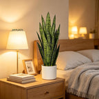 Fake Snake Plant, 27in Artificial Plant with White Pot Realistic Leaves, Low Maintenance Potted Plant for Indoor Decor, No Watering Needed, Perfect for Home, Office & Pet Areas