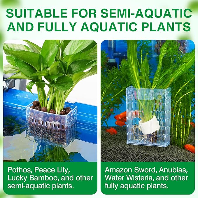 2026 Latest Upgraded Aquarium Plant Holder Adjustable Height with Extendable Hook and Suction Cup for Fish Tank Aquaponic Plant Cultivation and Aquascape Accessories Decorations (2 Pack) Transparent