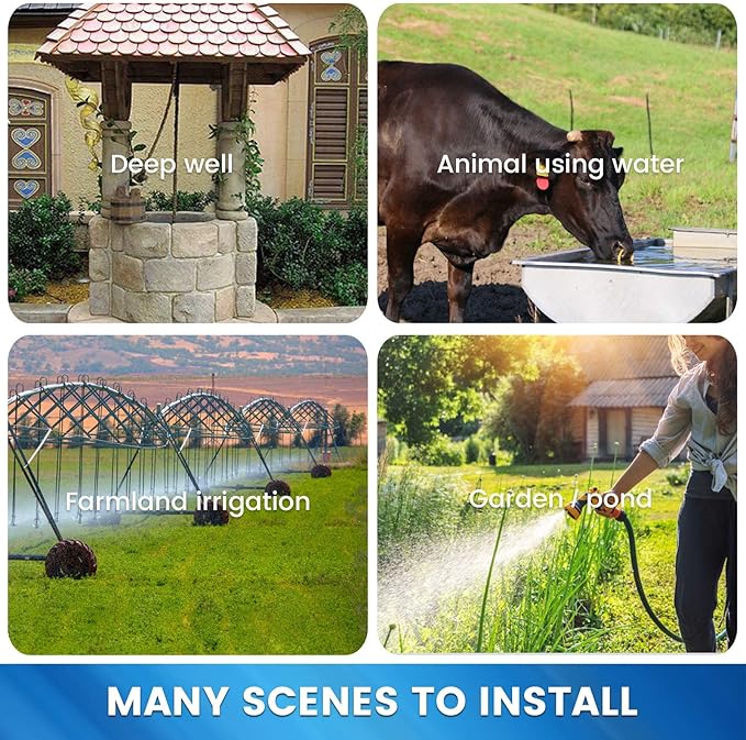 ECO-WORTHY 200W 24V Solar Water Pump System, Large Flow 3.2GPM, 2pcs 100 Watts Solar Panel + Submersible Well Pump + 20A Controller + 16ft Cables for Irrigation Garden Camping