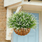 Ivydale 20PCS Artificial Plants Fake Flowers Monkey Grass for Outdoors,UV Resistant Realistic White Faux Greenery Shrubs Outside Decor for Home Garland Porch Patio Balcony Planter Yard Office Pathway
