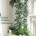 Mizii 2 Strands Artificial Vines Ficus Garland 78" Fake Vine with Silk Green Leaves Faux Hanging Plants Greenery Decorations for Bedroom Table Centerpieces Wall Party Wedding Room Decor (Ficus)