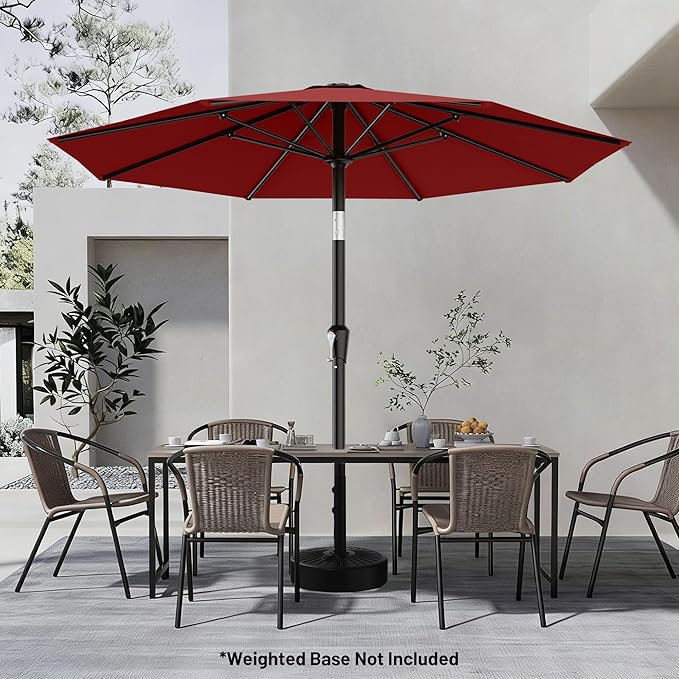 AreShark 9 FT Patio Umbrella for Outdoor, Outdoor Table Umbrella with Push Button Tilt and Crank, Outdoor Patio Umbrellas with 8 Sturdy Ribs for Market, Garden, Pool (Burgundy)
