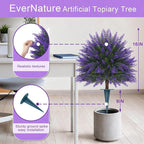 Artificial Topiary Ball Trees,16'' UV Resistant Fake Evergreen Shrubs Bushes Plants with Ground Spike 2 Set of Fake Plants for Outdoor Indoor Front Porch Garden